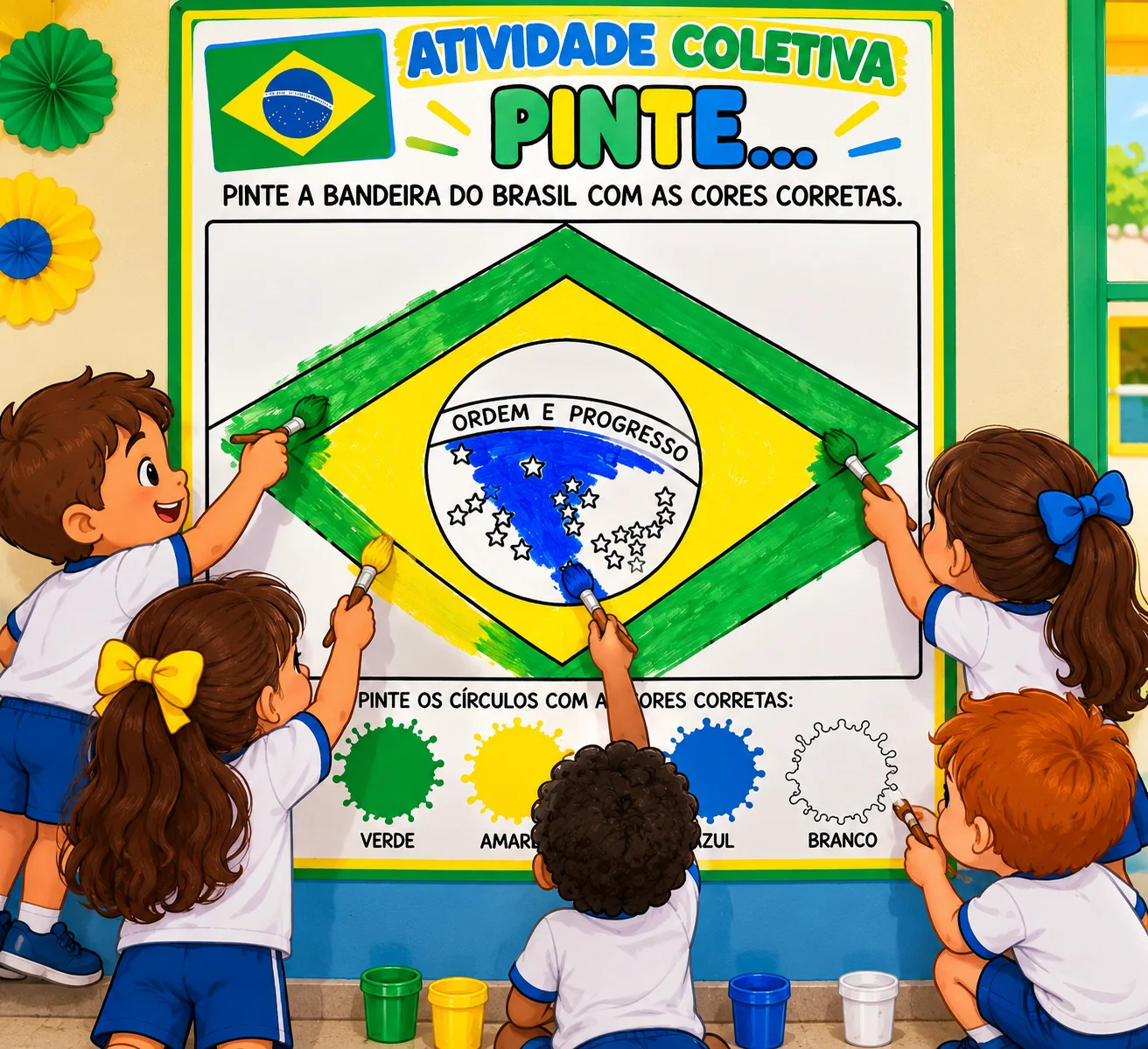 Dia da Bandeira Atividade Coletiva - PDF Educação Infantil — amostra 1: 🎨 O que a atividade trabalha?
