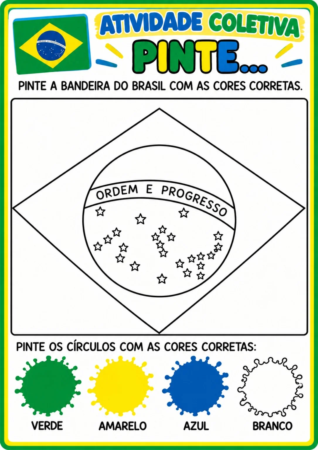 Dia da Bandeira Atividade Coletiva - PDF Educação Infantil — amostra 2: Um recurso pedagógico divertido para trabalhar as…