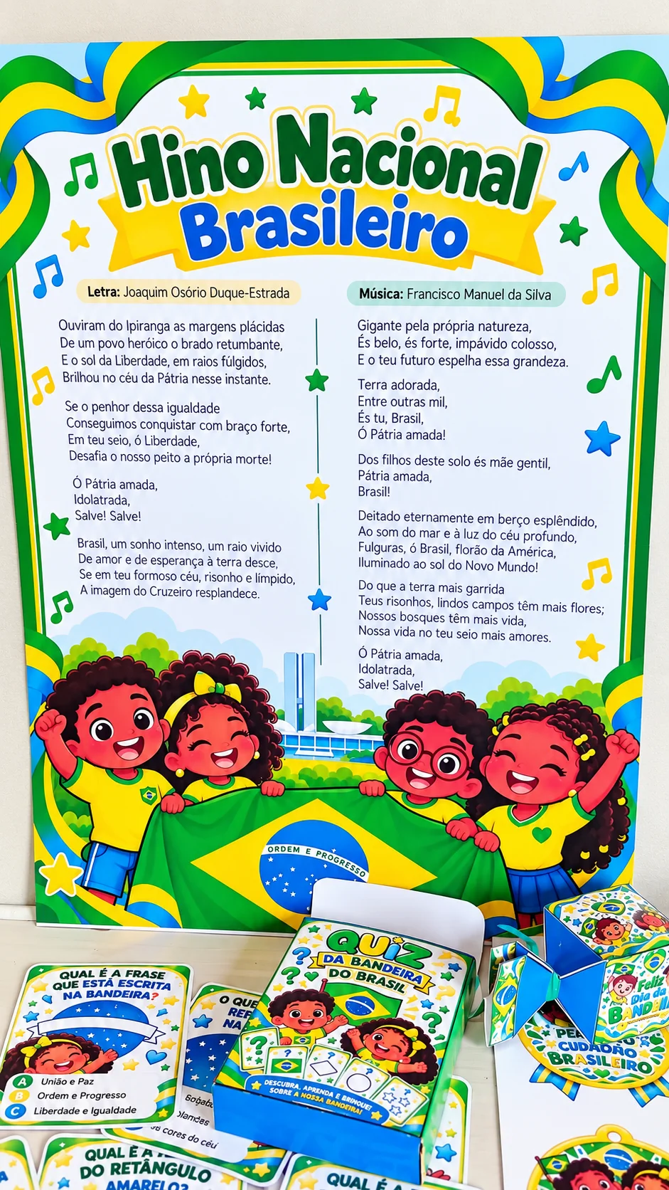 Dia da Bandeira do Brasil Atividades e Viseira PDF — amostra 1: Kit Dia da Bandeira completo com livrinho, quiz interativo,…