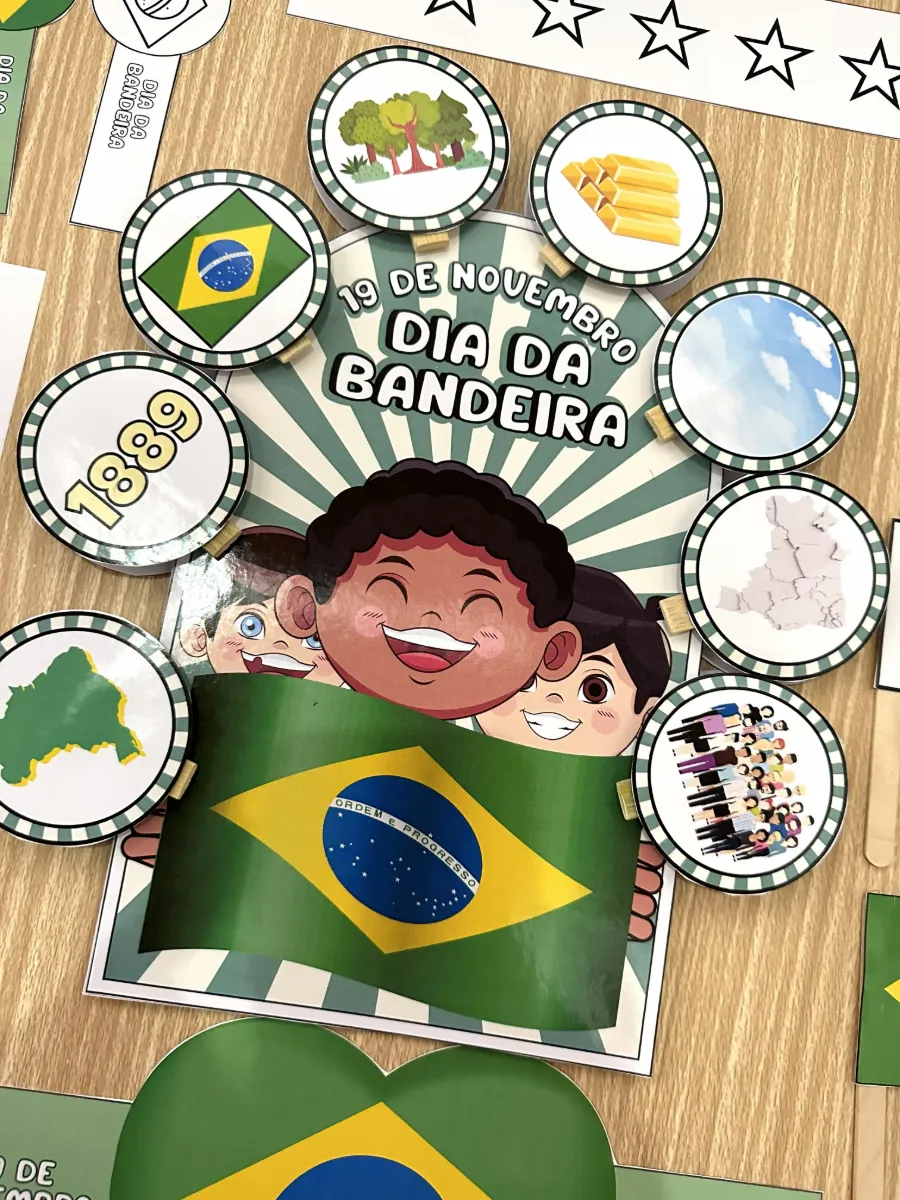 Dia da Bandeira do Brasil – Kit Pedagógico para Educação Infantil — amostra 3: Kit pedagógico com luva, pulseira, viseira,…