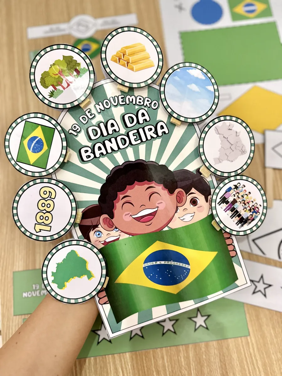 Dia da Bandeira do Brasil – Kit Pedagógico para Educação Infantil — amostra 4: Kit pedagógico com luva, pulseira, viseira,…