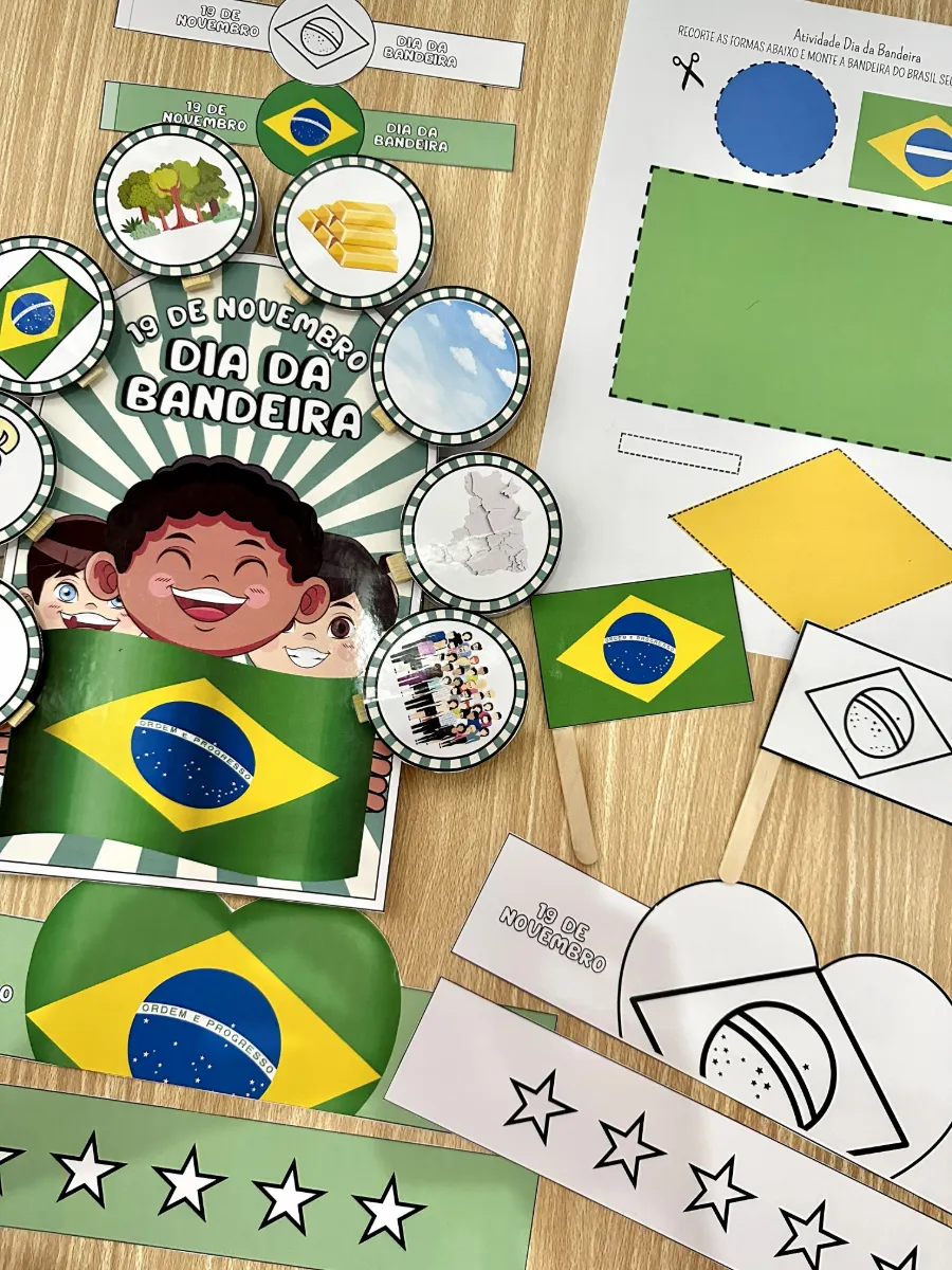 Dia da Bandeira do Brasil – Kit Pedagógico para Educação Infantil — amostra 5: Kit pedagógico com luva, pulseira, viseira,…