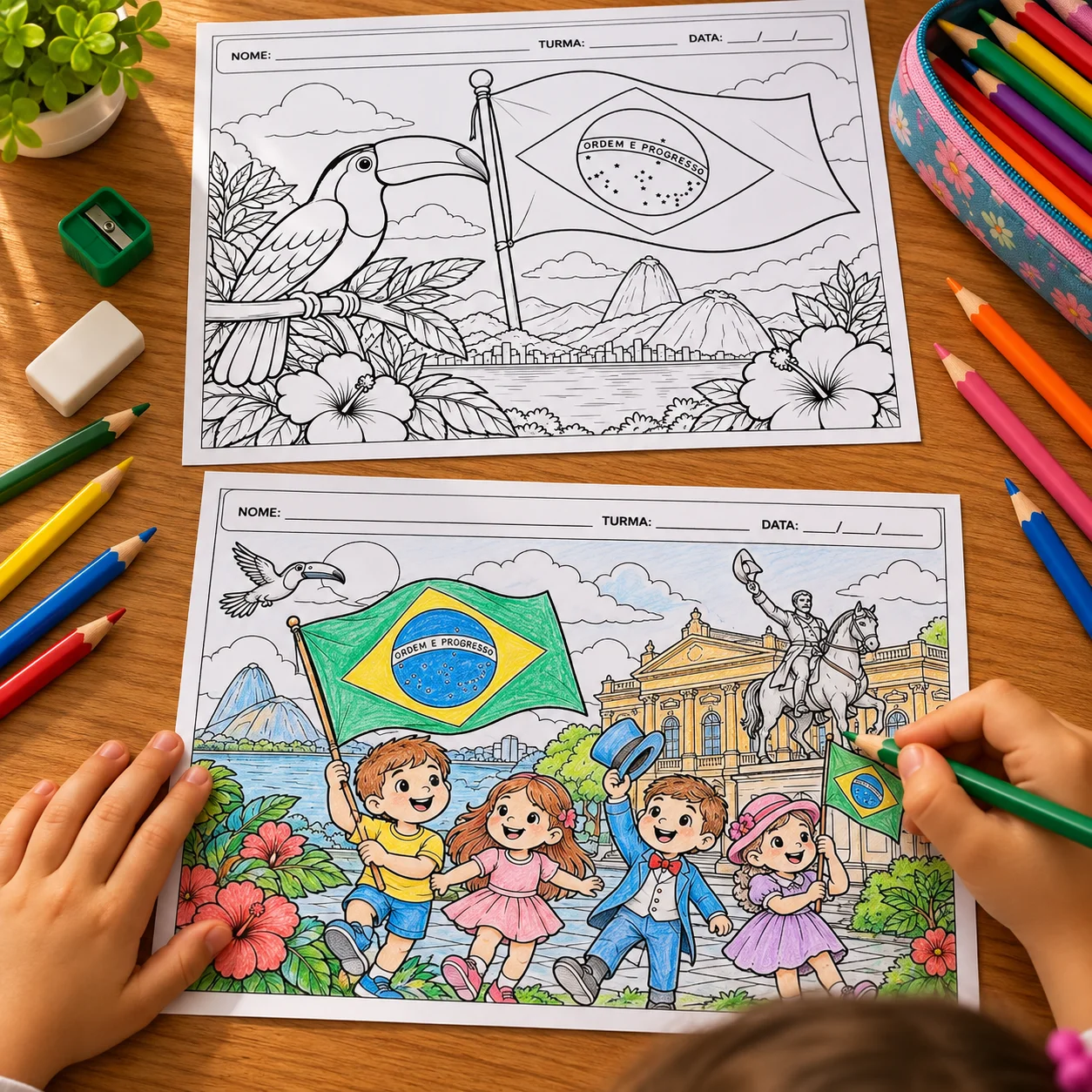 Dia da Bandeira e Proclamação da República: ilustrações para colorir — amostra 3: COMO UTILIZAR O MATERIAL?