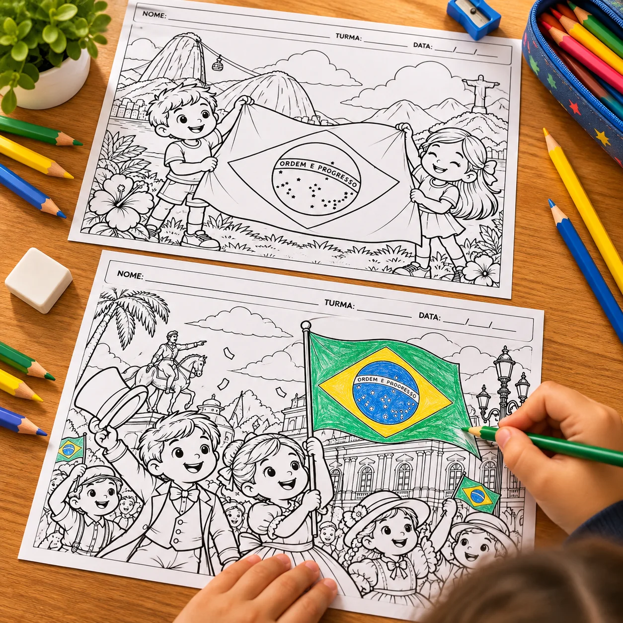 Dia da Bandeira e Proclamação da República: ilustrações para colorir — amostra 4: PÚBLICO-ALVO