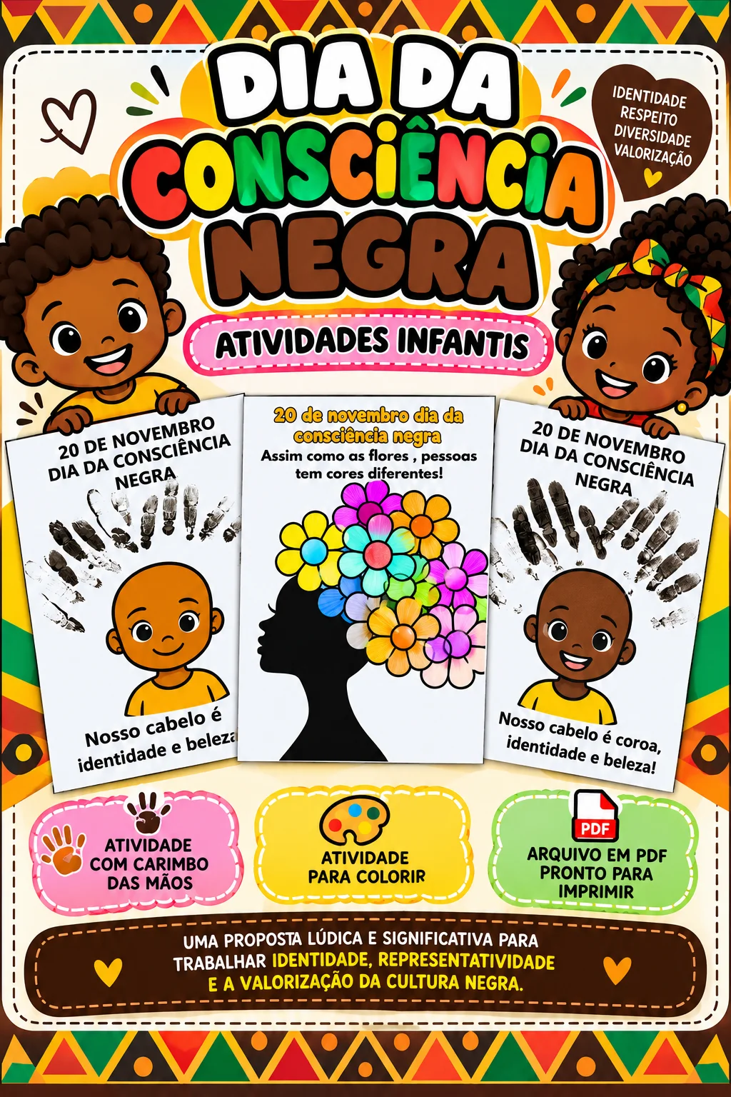 Dia da Consciência Negra – Atividades educação Infantil em PDF — capa do material