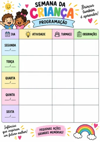 Dia da Criança: Kit de Atividades, Desafios e Passaporte da Alegria — amostra 2: Kit para organizar a Semana da Criança com…