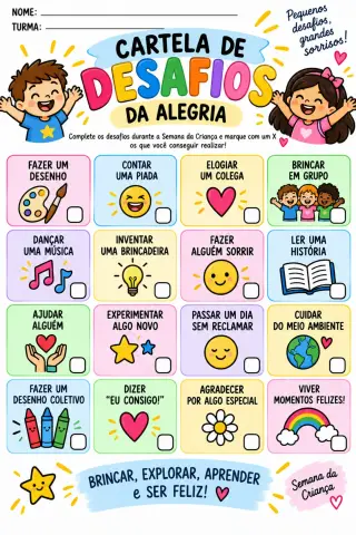 Dia da Criança: Kit de Atividades, Desafios e Passaporte da Alegria — amostra 3: Kit para organizar a Semana da Criança com…