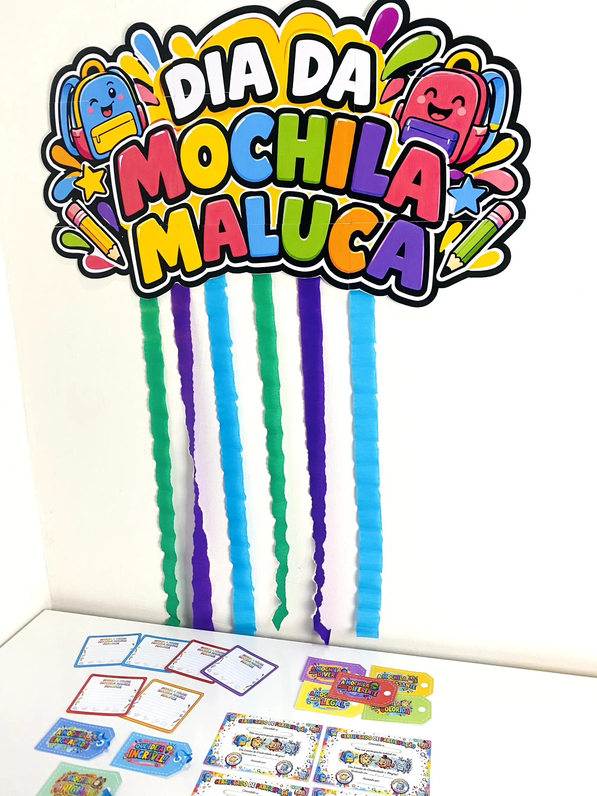 Dia da Mochila Maluca – Kit com Painel, Certificado e Votação para Imprimir — amostra 2: Kit Dia da Mochila Maluca com…
