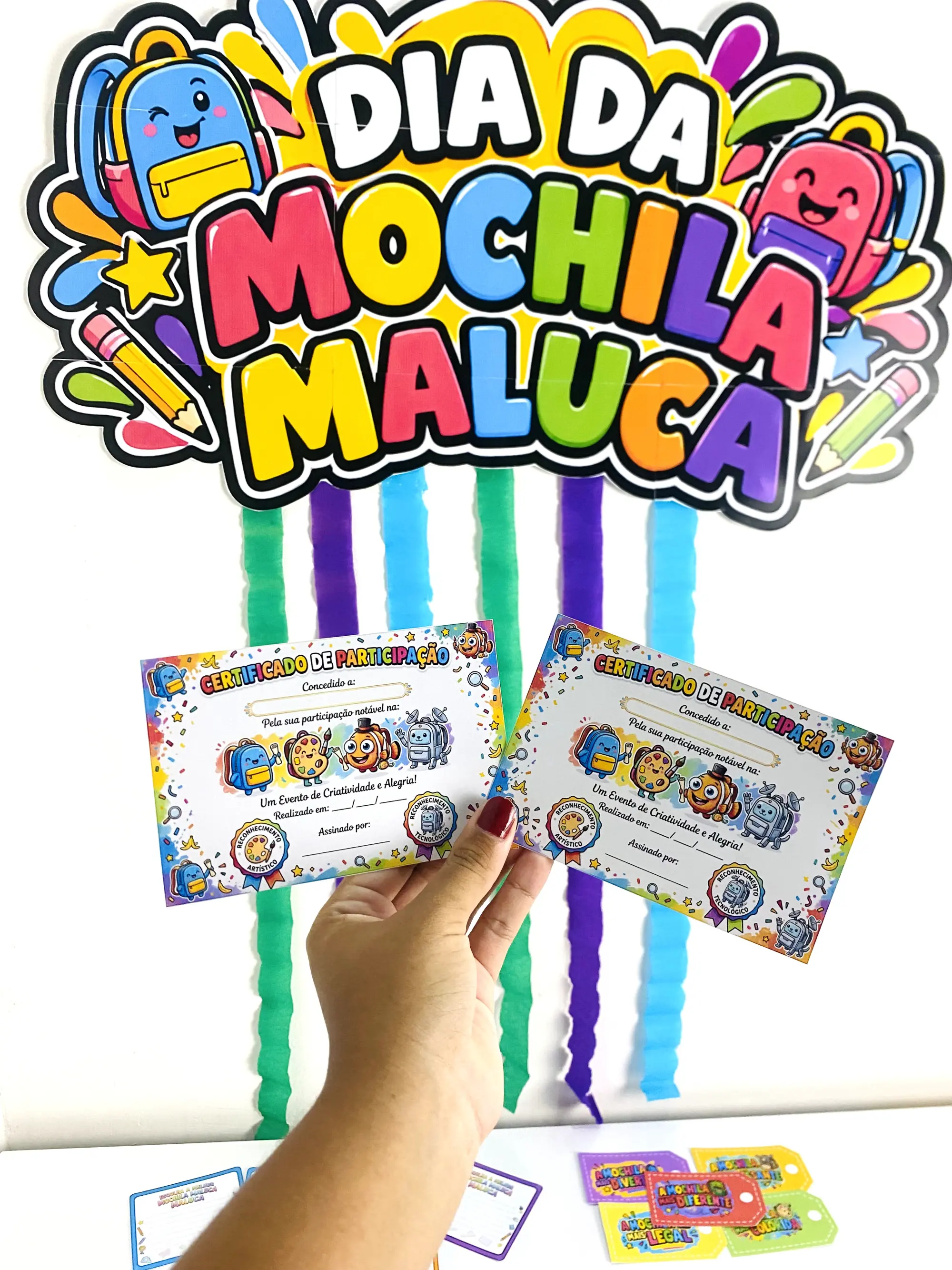Dia da Mochila Maluca – Kit com Painel, Certificado e Votação para Imprimir — amostra 6: Kit Dia da Mochila Maluca com…