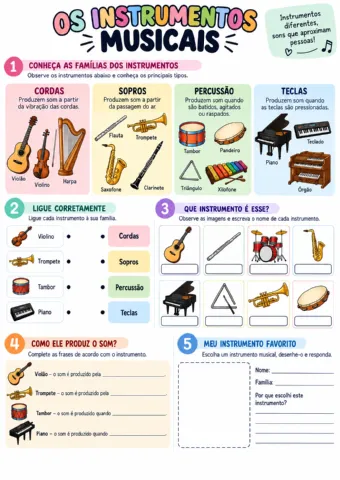 Dia da Música – Kit de Atividades de Arte, Música e Musicalidade — amostra 3: 3. Os instrumentos musicais