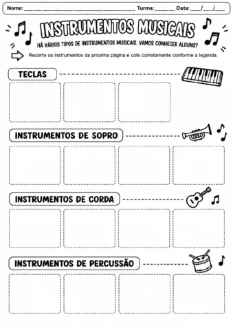 Dia da Música – Kit de Atividades de Arte, Música e Musicalidade — amostra 4: 4. Instrumentos musicais – recorte e colagem