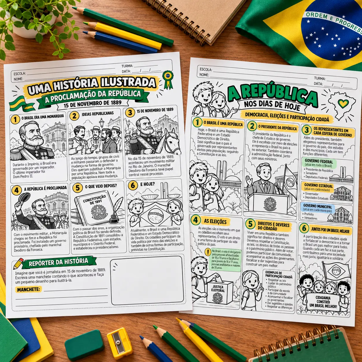 Dia da República: Kit de Atividades para Imprimir com Gabarito — amostra 3: Benefícios pedagógicos