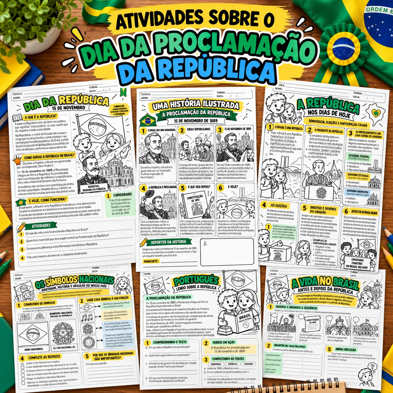 Dia da República: Kit de Atividades para Imprimir com Gabarito — capa do material