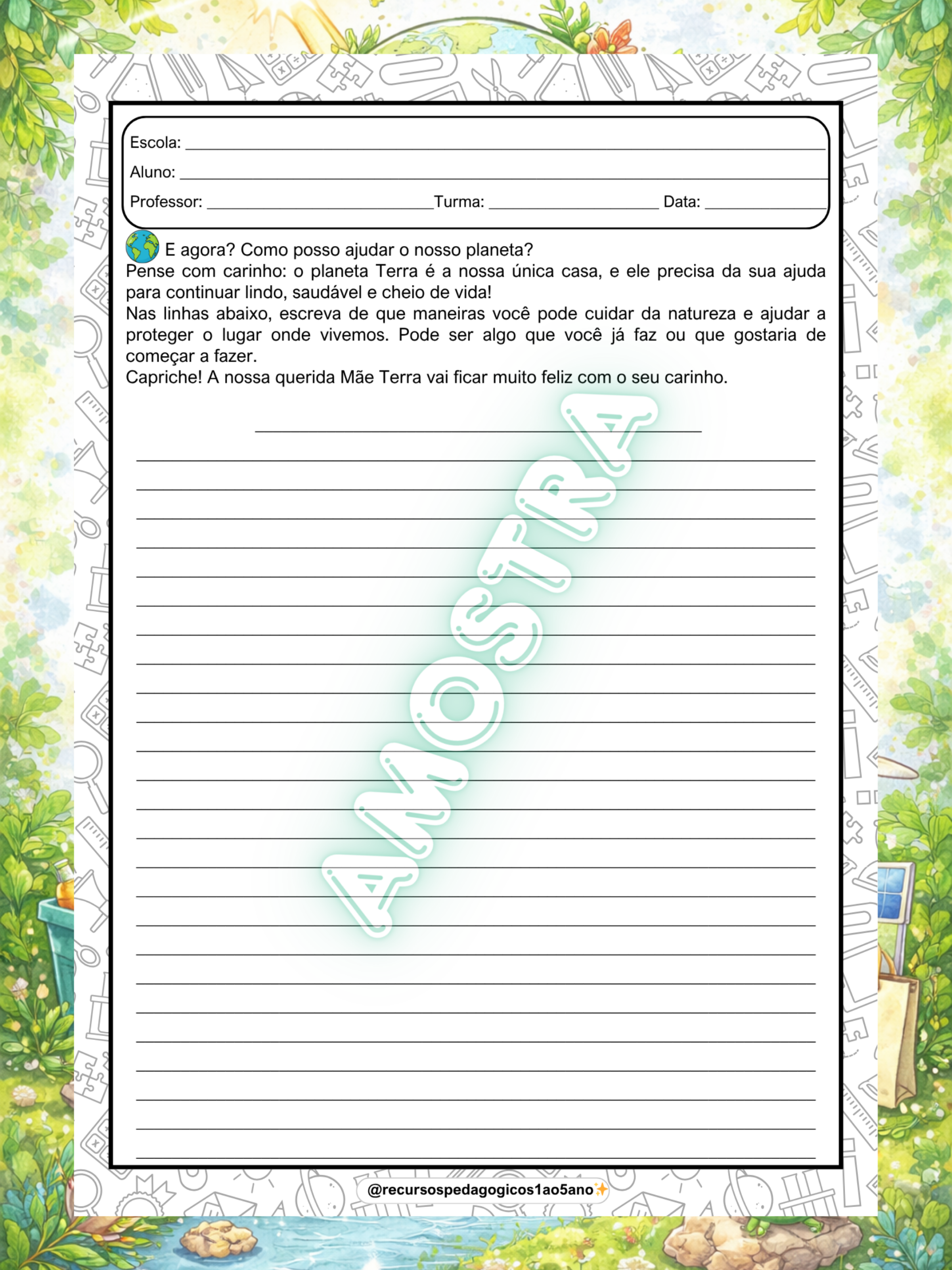 Dia da Terra – Consciência Ambiental na Escola! – PDF para Imprimir | 5º ano — amostra 3: Dia da Terra – Consciência…