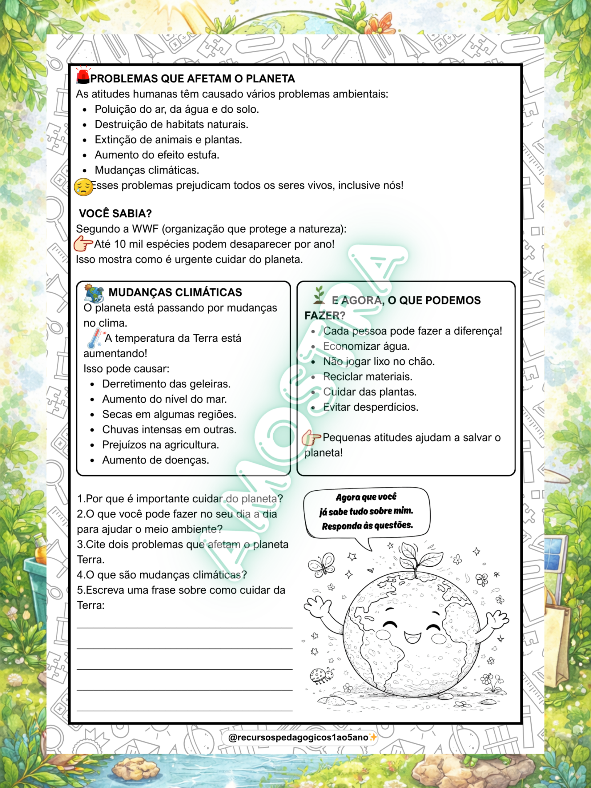 Dia da Terra – Consciência Ambiental na Escola! – PDF para Imprimir | 5º ano — amostra 4: Dia da Terra – Consciência…