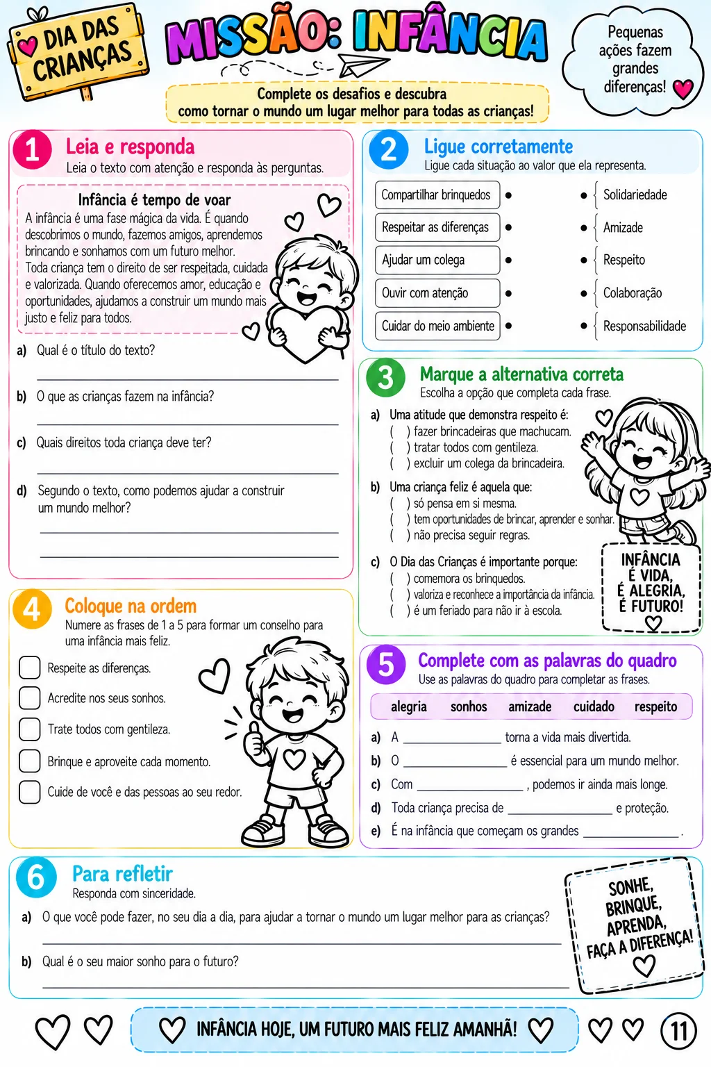 Dia das Crianças Atividades para 4º e 5º Ano Uma Viagem pela Infância — amostra 2: ✨ O que você encontrará no material?