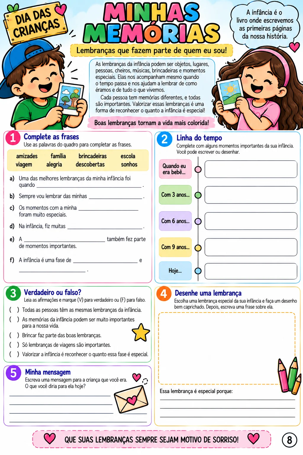 Dia das Crianças Atividades para 4º e 5º Ano Uma Viagem pela Infância — amostra 4: 🎯 Indicado para