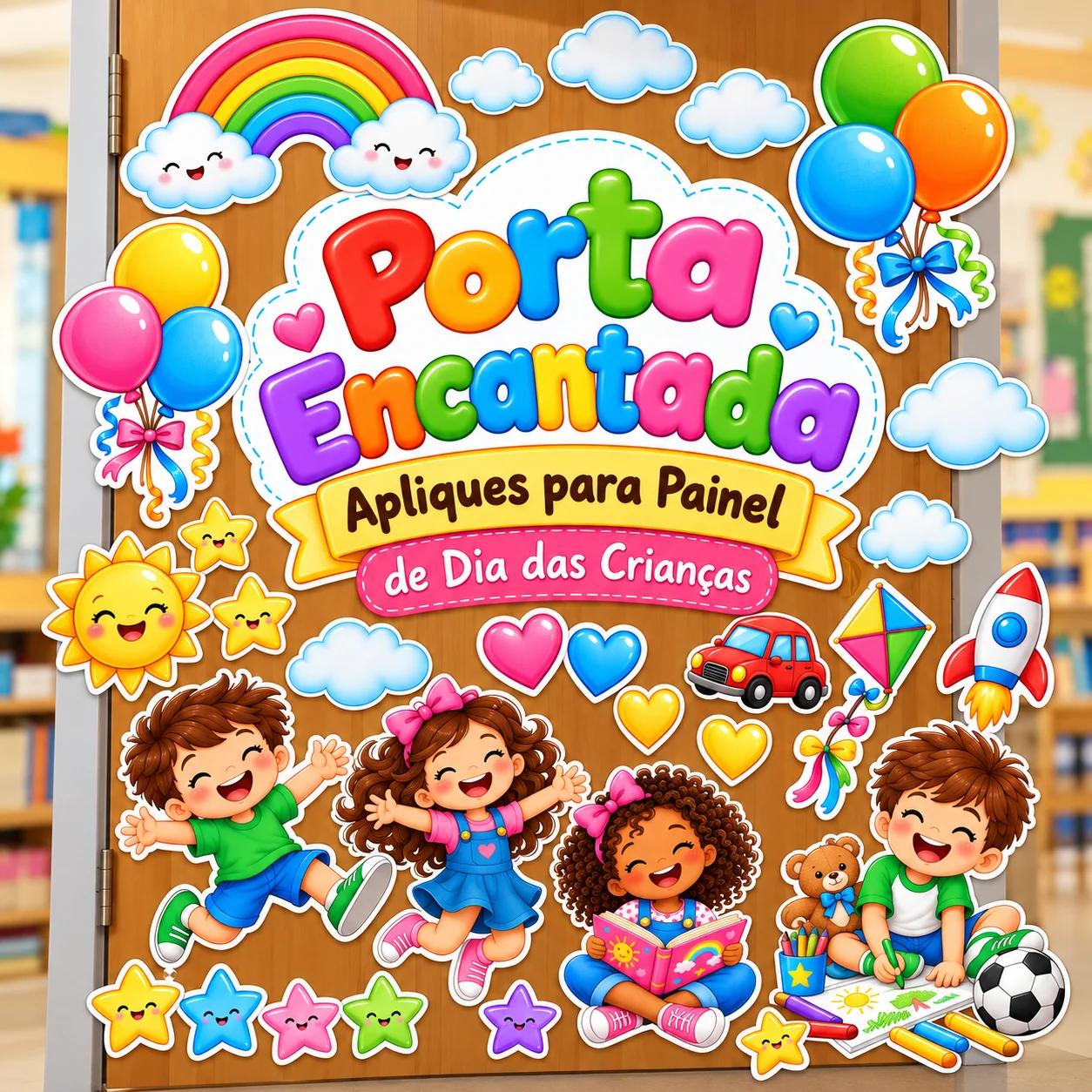 Dia das Crianças: Decoração apliques para porta e painel. — capa do material