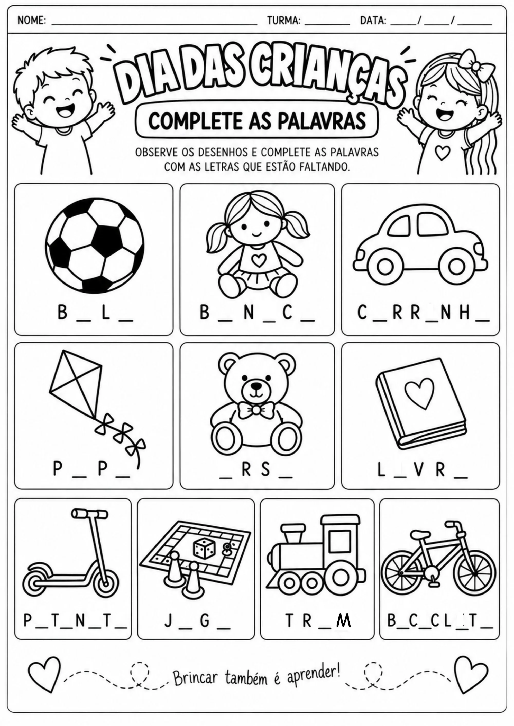 Dia das Crianças: Kit com 12 Atividades Pedagógicas para Imprimir — amostra 4: Um kit completo com 12 atividades lúdicas e… Dia das Crianças: Kit com 12 Atividades Pedagógicas para Imprimir — amostra 4: Um kit completo com 12 atividades lúdicas e…
