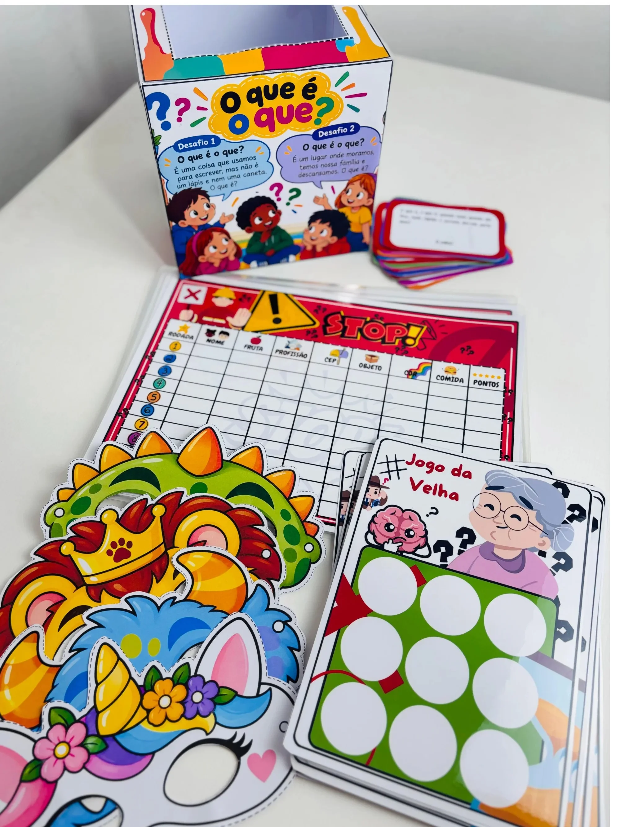 Dia das Crianças: KIT - Máscaras, Jogo da velha e Stop (cópia) — Jogos pedagógicos para Educação Infantil: Kit especial com…