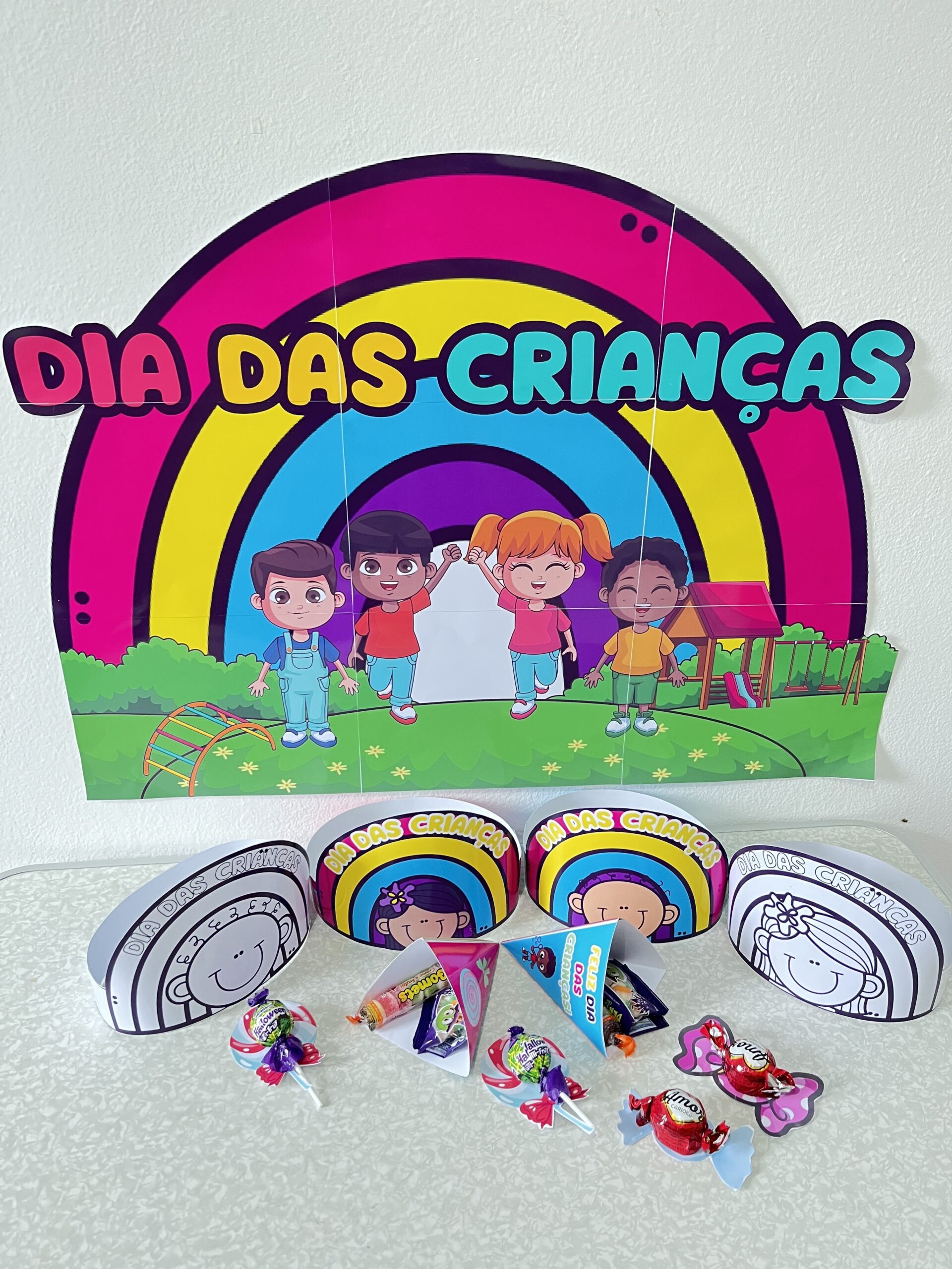 Dia das crianças painel arco-iris – PDF para Imprimir — capa do material