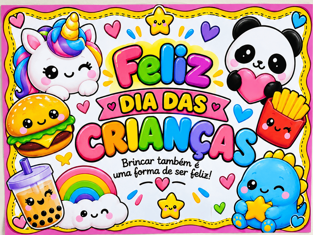 Dia das crianças painel decorativo – PDF para Imprimir — amostra 2: Sobre o DIA DAS CRIANÇAS PAINEL DECORATIVO