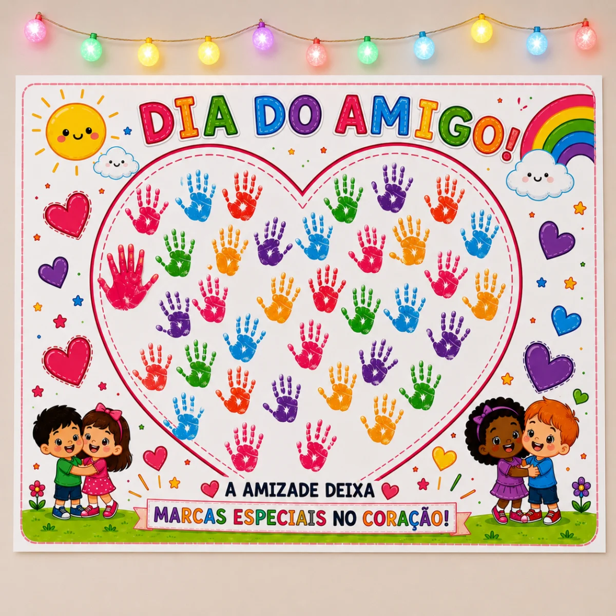 ✨❤️ DIA DO AMIGO – ARQUIVO DIGITAL PARA IMPRIMIR! ❤️✨ — amostra 1: 🌈 Uma atividade coletiva super especial para celebrar a…
