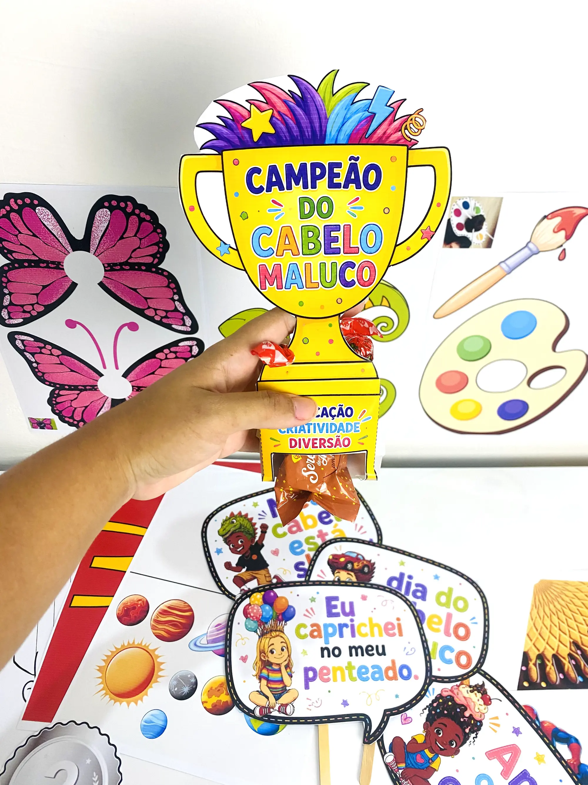Dia do Cabelo Maluco – Kit com Atividades e Medalhas para Imprimir — amostra 3: Kit Dia do Cabelo Maluco com medalhas,…
