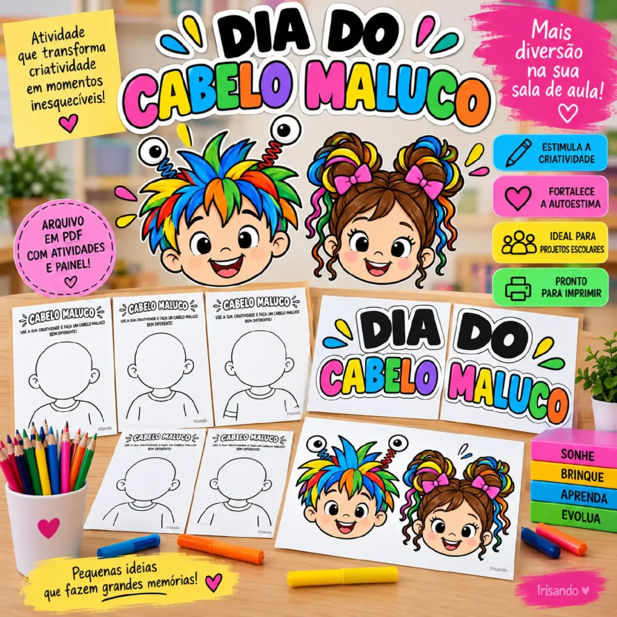 ✨ DIA DO CABELO MALUCO — KIT DE ATIVIDADES CRIATIVAS ✨ — Datas comemorativas para Educação Infantil: Transforme o Dia do…