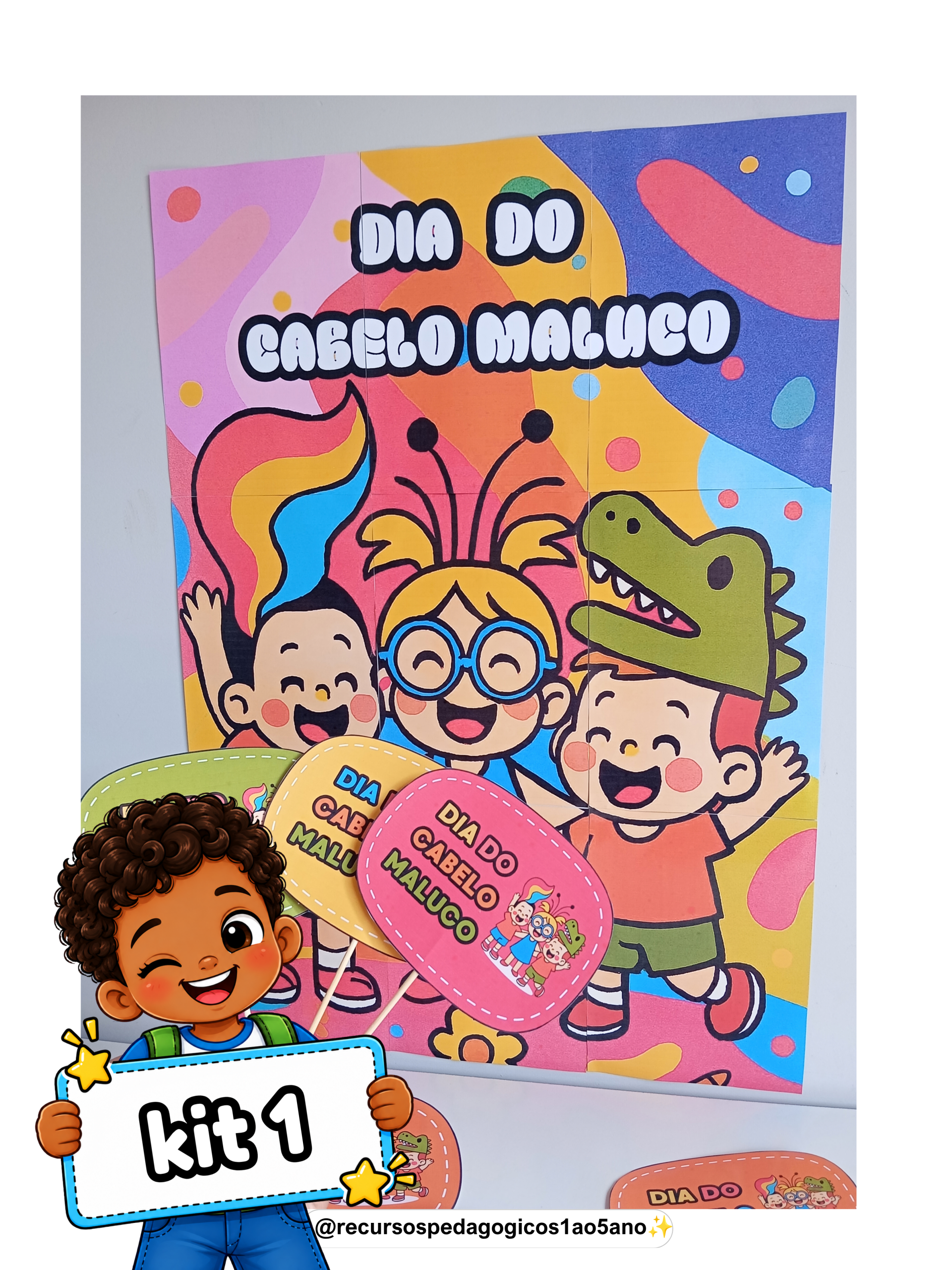 Dia do Cabelo Maluco – Kit de Decoração para Escola – PDF para Imprimir — amostra 2: Formato e entrega