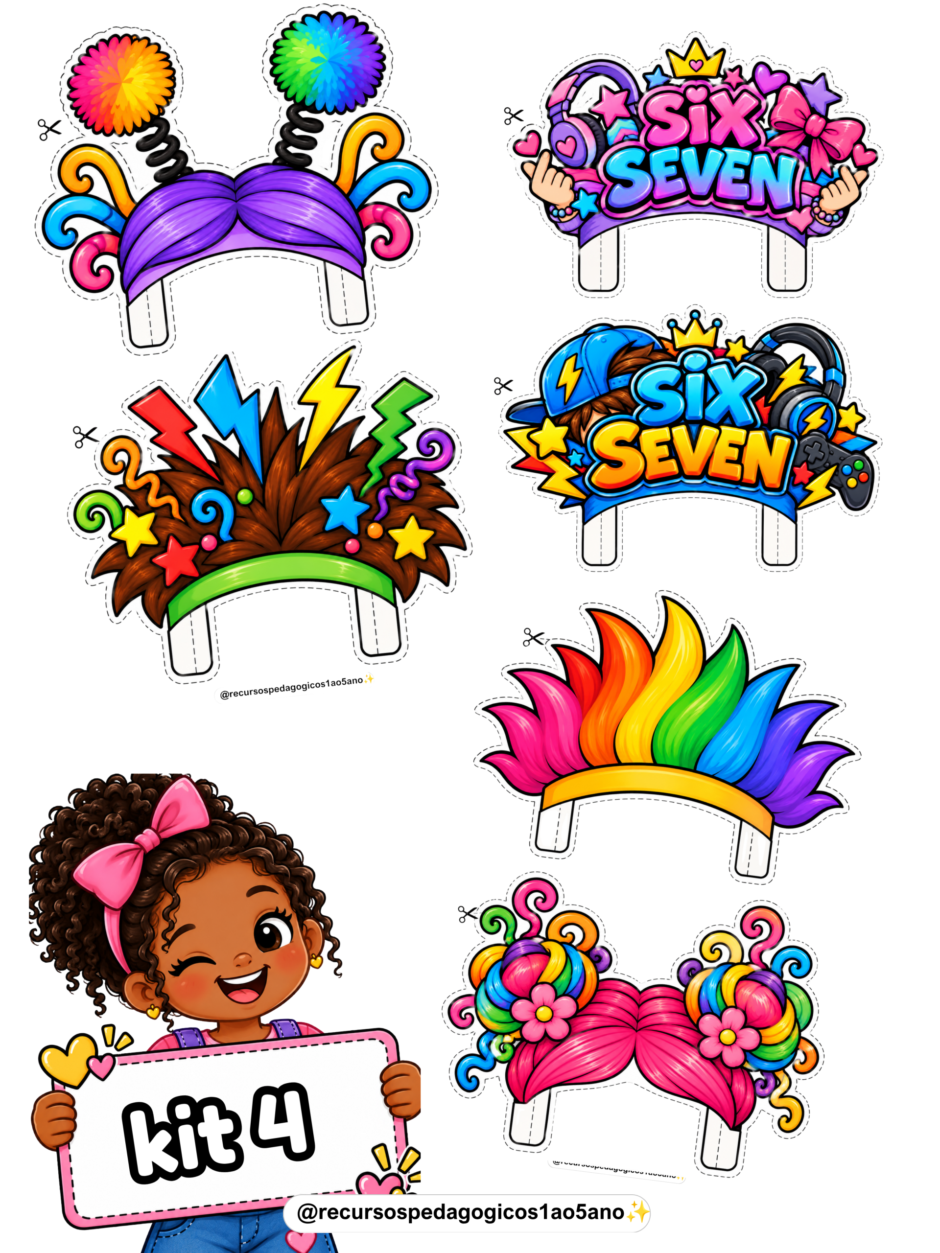 Dia do Cabelo Maluco – Kit de Decoração para Escola – PDF para Imprimir — amostra 3: Dia do Cabelo Maluco – Kit de…