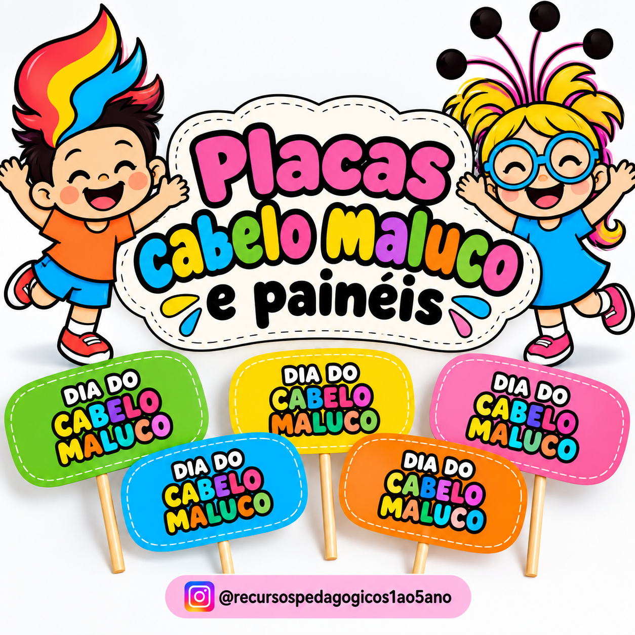 Dia do Cabelo Maluco – Kit de Decoração para Escola – PDF para Imprimir — Alfabetização para Educação Infantil: Dia do…