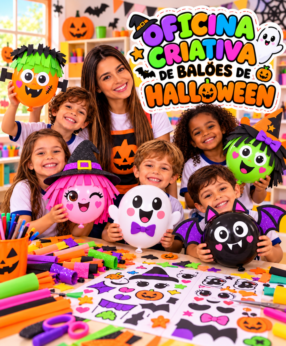 Dia do Hallowin Oficina Criativa de Balões de Halloween — amostra 2: Oficina Criativa de Balões de Halloween | Atividade…