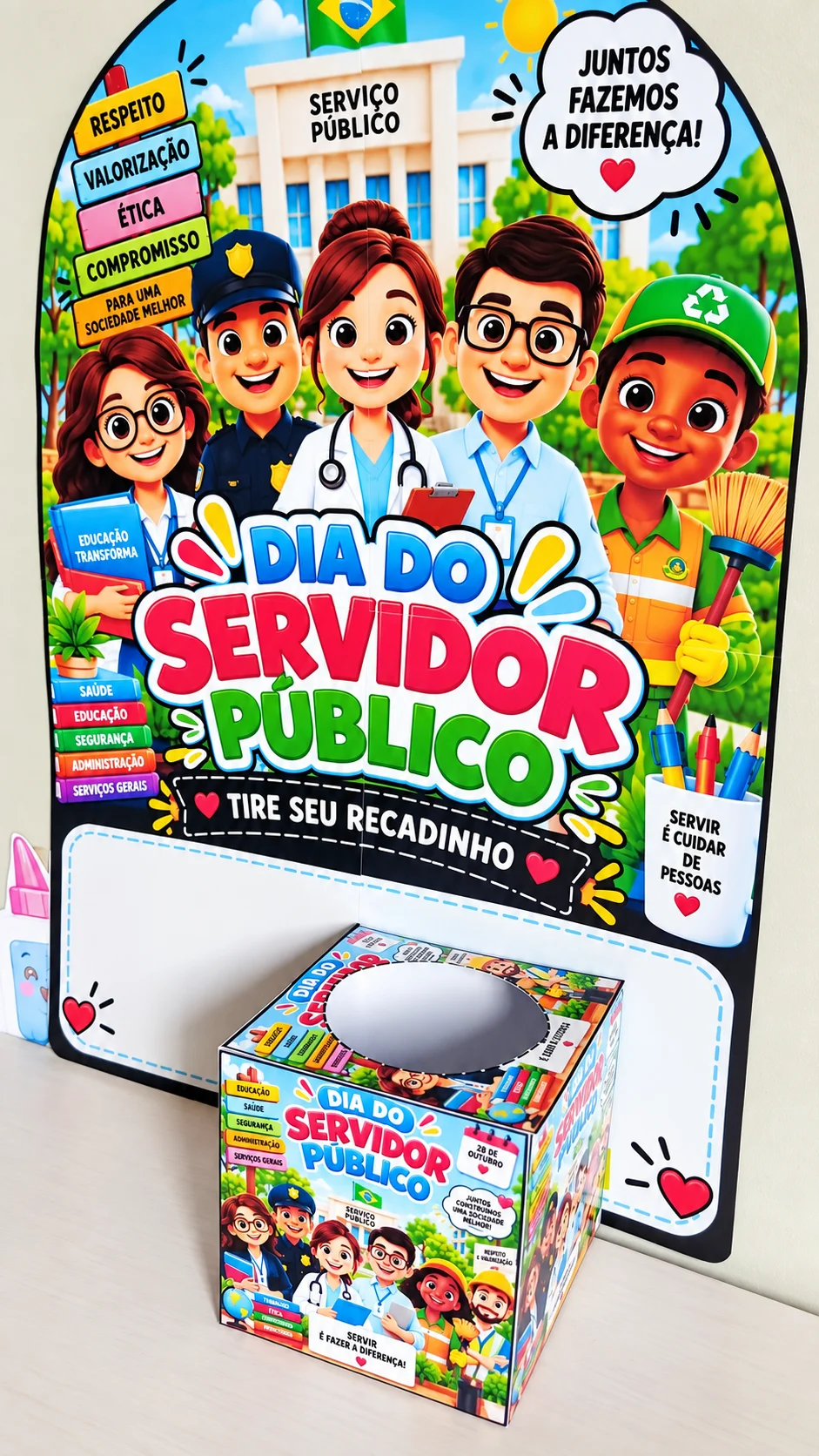 Dia do Servidor Público – Painel e Caixinha da Gratidão para Imprimir — amostra 2: Kit Dia do Servidor Público em PDF com…