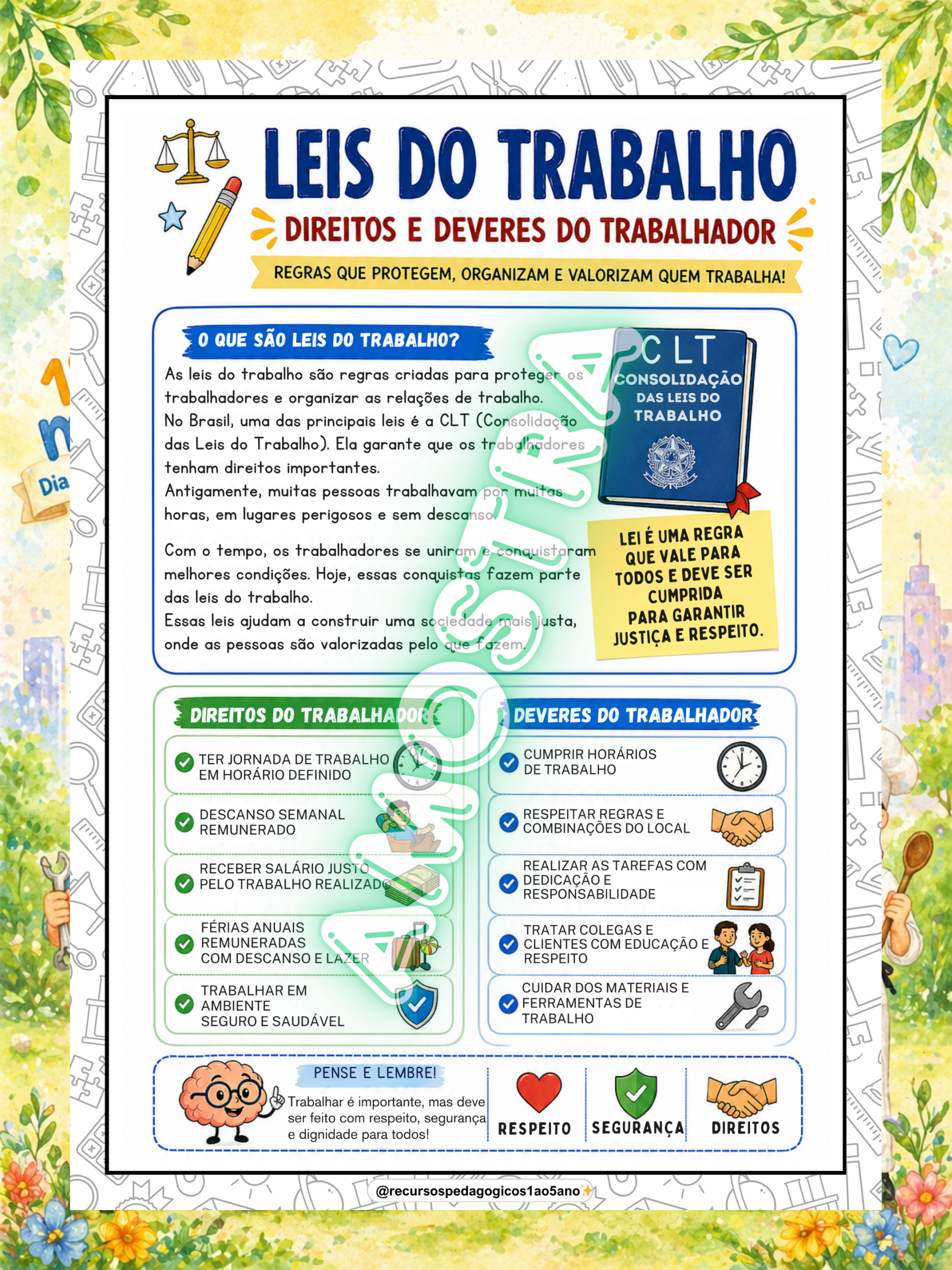 Dia do trabalhador – 1º de maio - 1º ao 5º ano – PDF para Imprimir | Anos Iniciais — amostra 7: Dia do trabalhador – Kit…