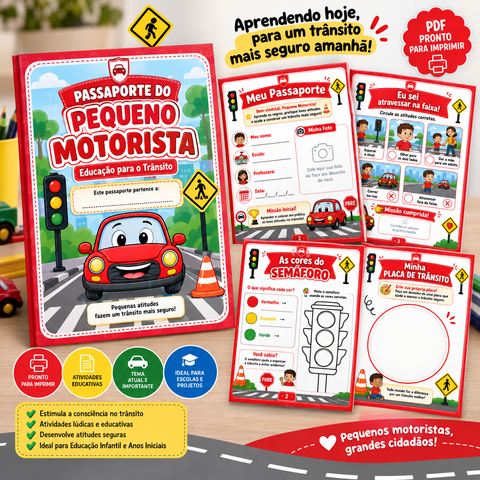 Dia do trânsito atividade | Passaporte do Pequeno Motorista! — capa do material