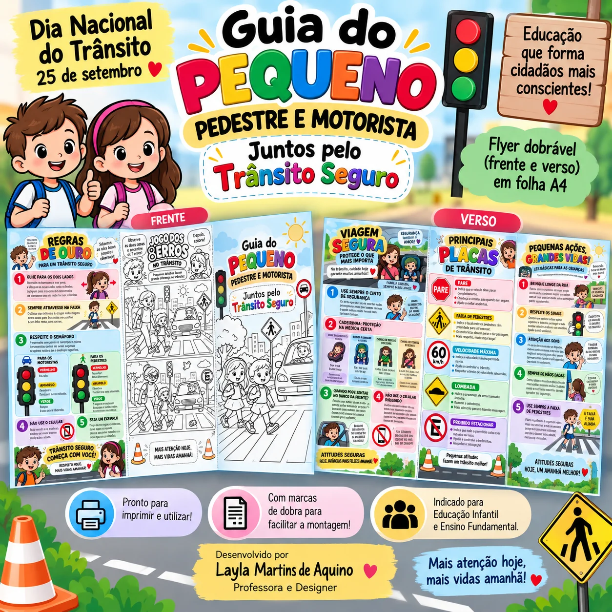 Dia do trânsito: Guia de educação para Pequenos Pedestres e Motoristas — capa do material