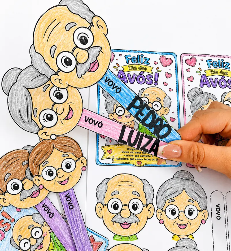 Dia dos Avós: cartão e palitoches em PDF para imprimir — História para Educação Infantil: Celebre o Dia dos Avós com cartão…