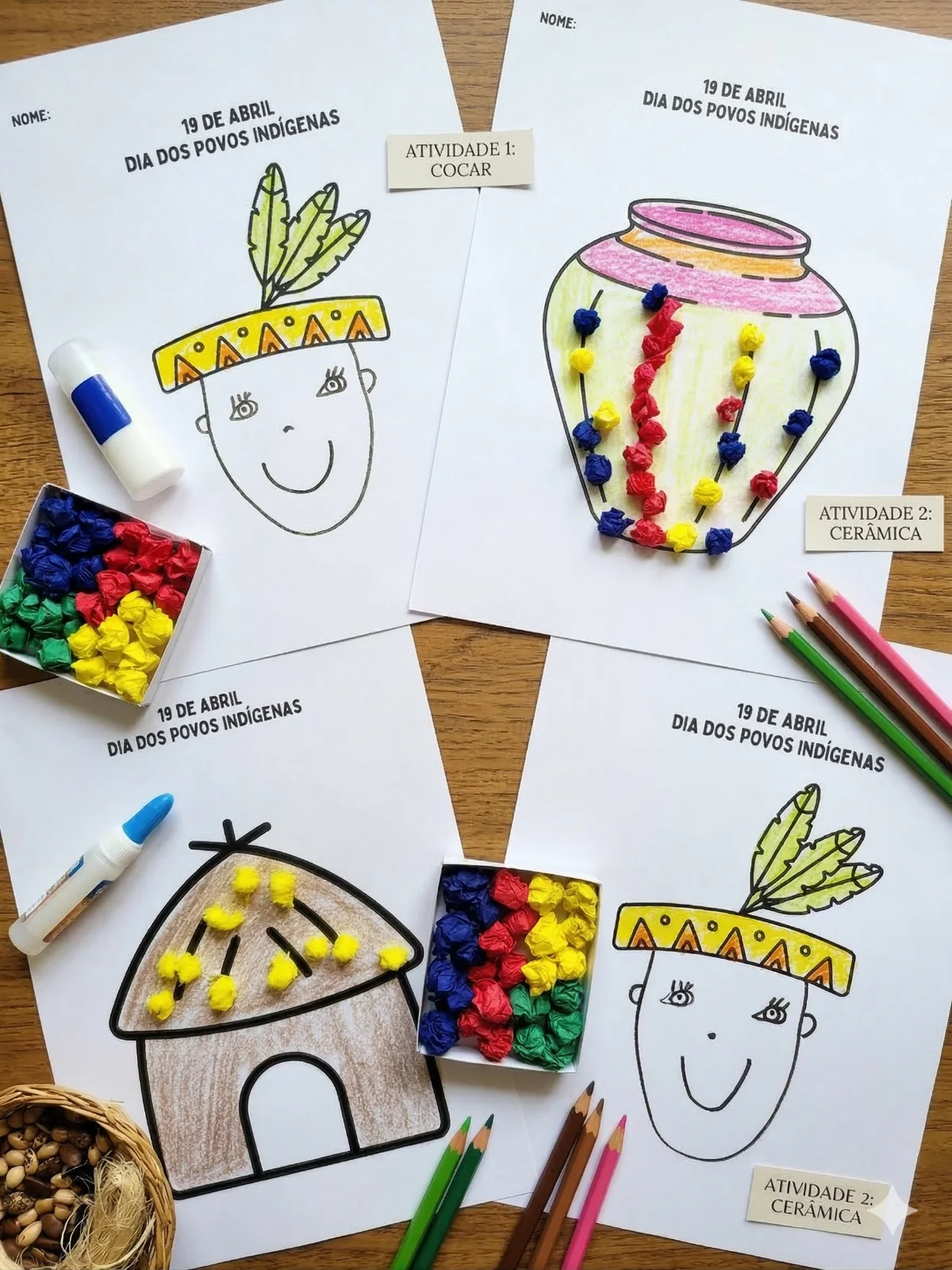 Dia dos Povos Indígenas - Atividades para colorir — capa do material