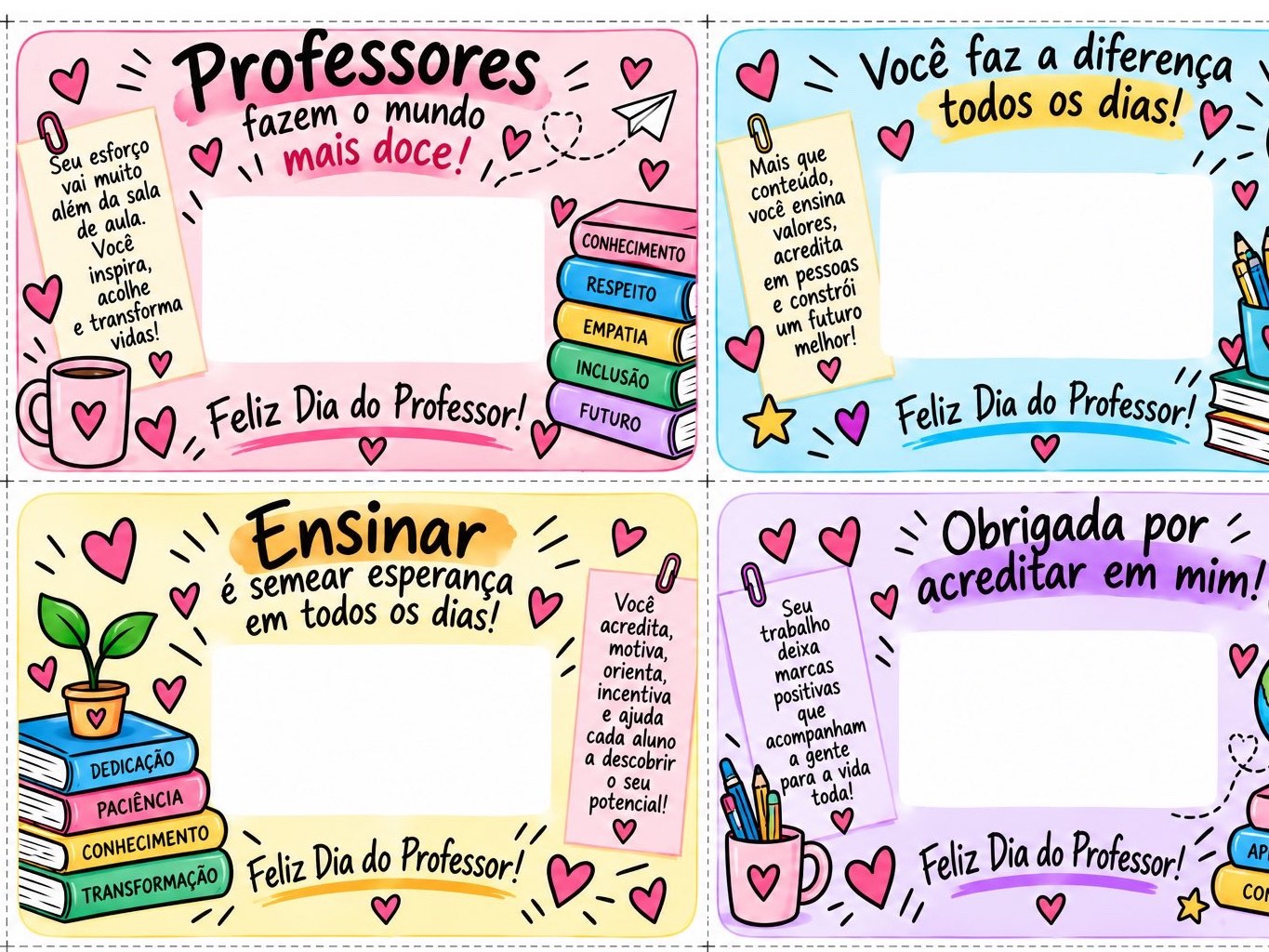 Dia dos Professores – 12 Cartões para Chocolate em PDF — amostra 2: Kit com 12 cartões para o Dia dos Professores, com…