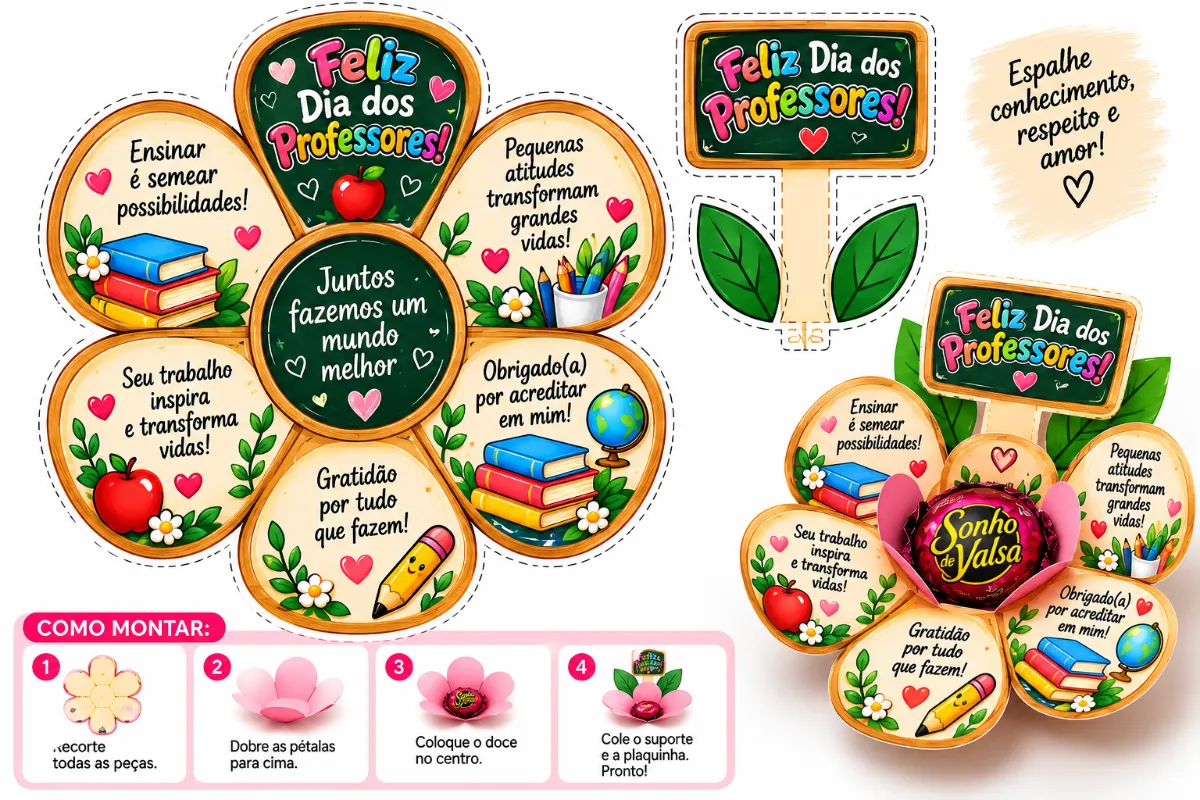Dia dos Professores Kit Lembrancinhas pdf Educação Infantil — amostra 5: Dia dos Professores Kit Lembrancinhas PDF para…