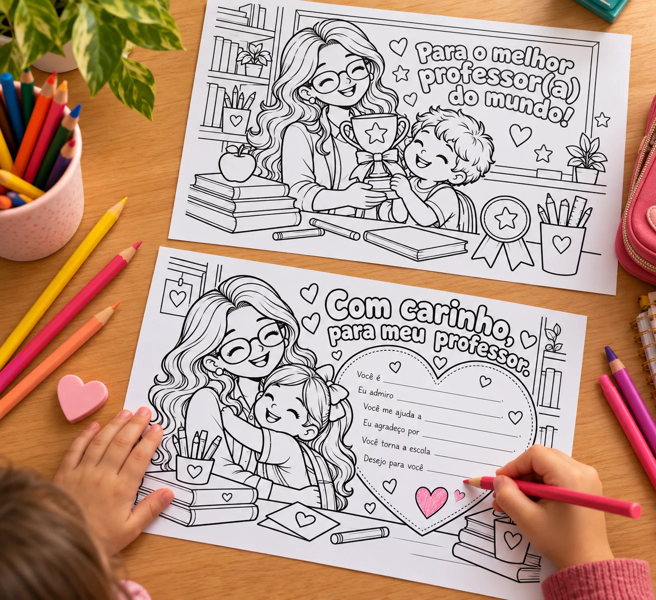 Dia dos Professores para Colorir – 10 ilustrações — amostra 1: Dia dos Professores para Colorir – 10 Atividades de Homenagem