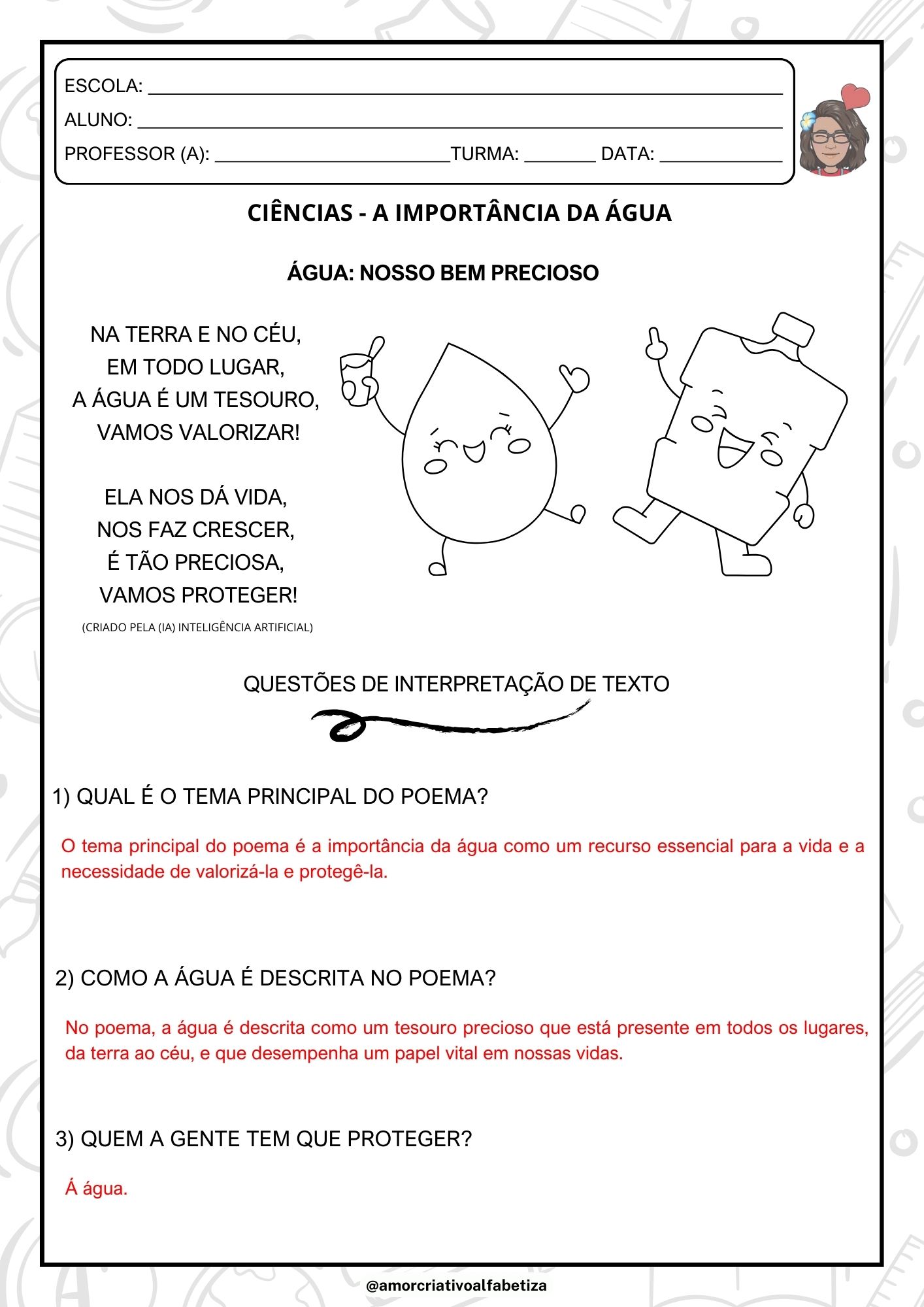 Dia Mundial da Água – Atividades para Imprimir 1º ao 5º Ano – Atividade Pedagógica — amostra 6: Dia Mundial da Água –…