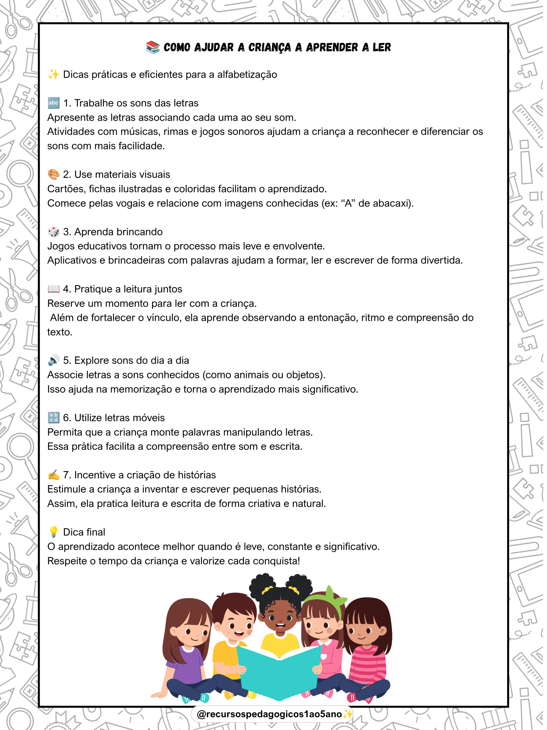 Dicas para trabalhar a leitura - Grátis | Alfabetização — amostra 1: Sobre o Dicas para trabalhar a leitura - Grátis