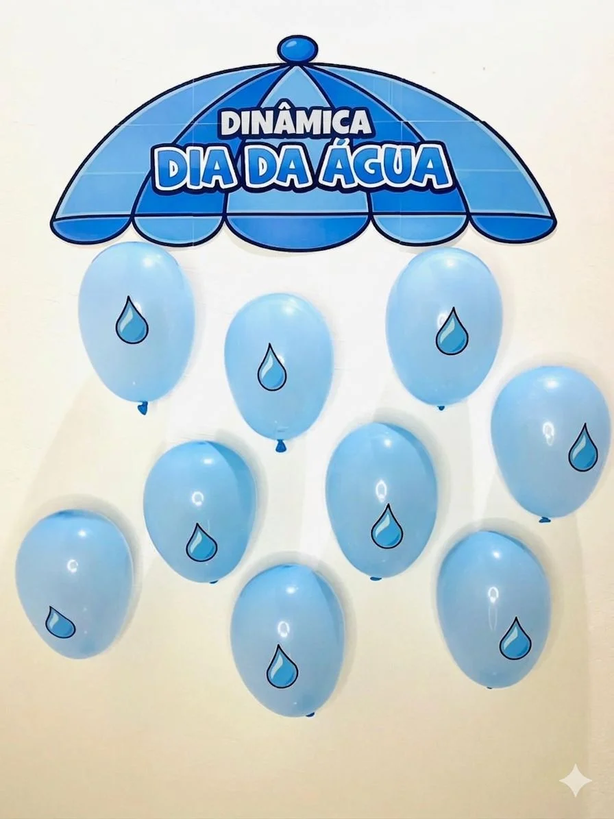 Dinâmica com balões dia da água — Datas comemorativas para Todas as séries: 💦🚿Dinâmica Dia da Água 🌊💧 Uma atividade…