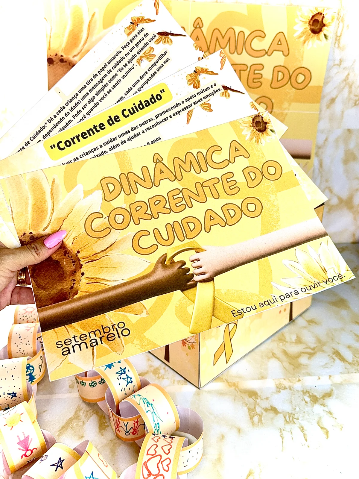 Dinâmica corrente do cuidado - Setembro amarelo — amostra 3: "💛🤝 Nossa 'Corrente do Cuidado' do Setembro Amarelo foi um…
