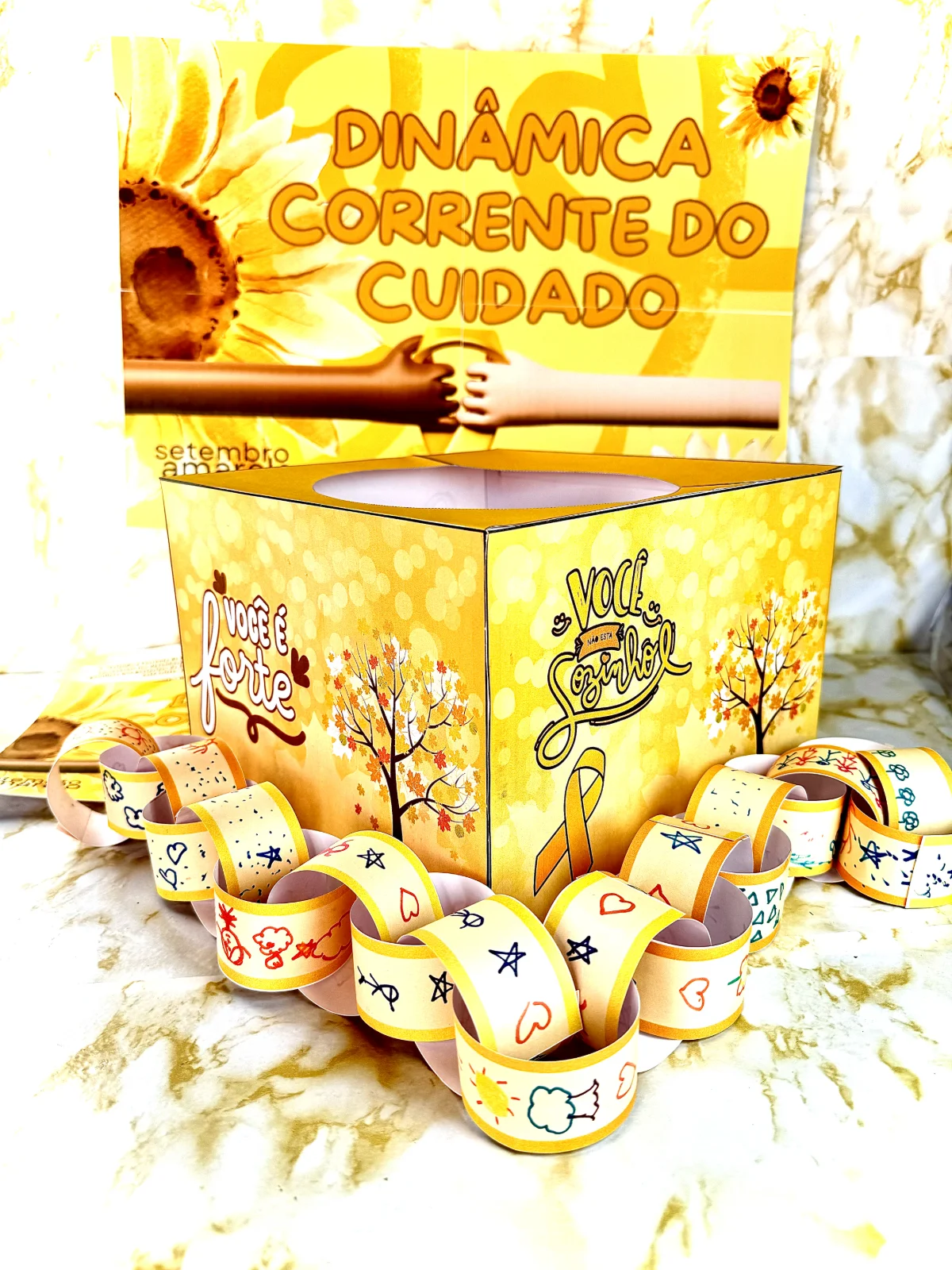 Dinâmica corrente do cuidado - Setembro amarelo — amostra 5: "💛🤝 Nossa 'Corrente do Cuidado' do Setembro Amarelo foi um…