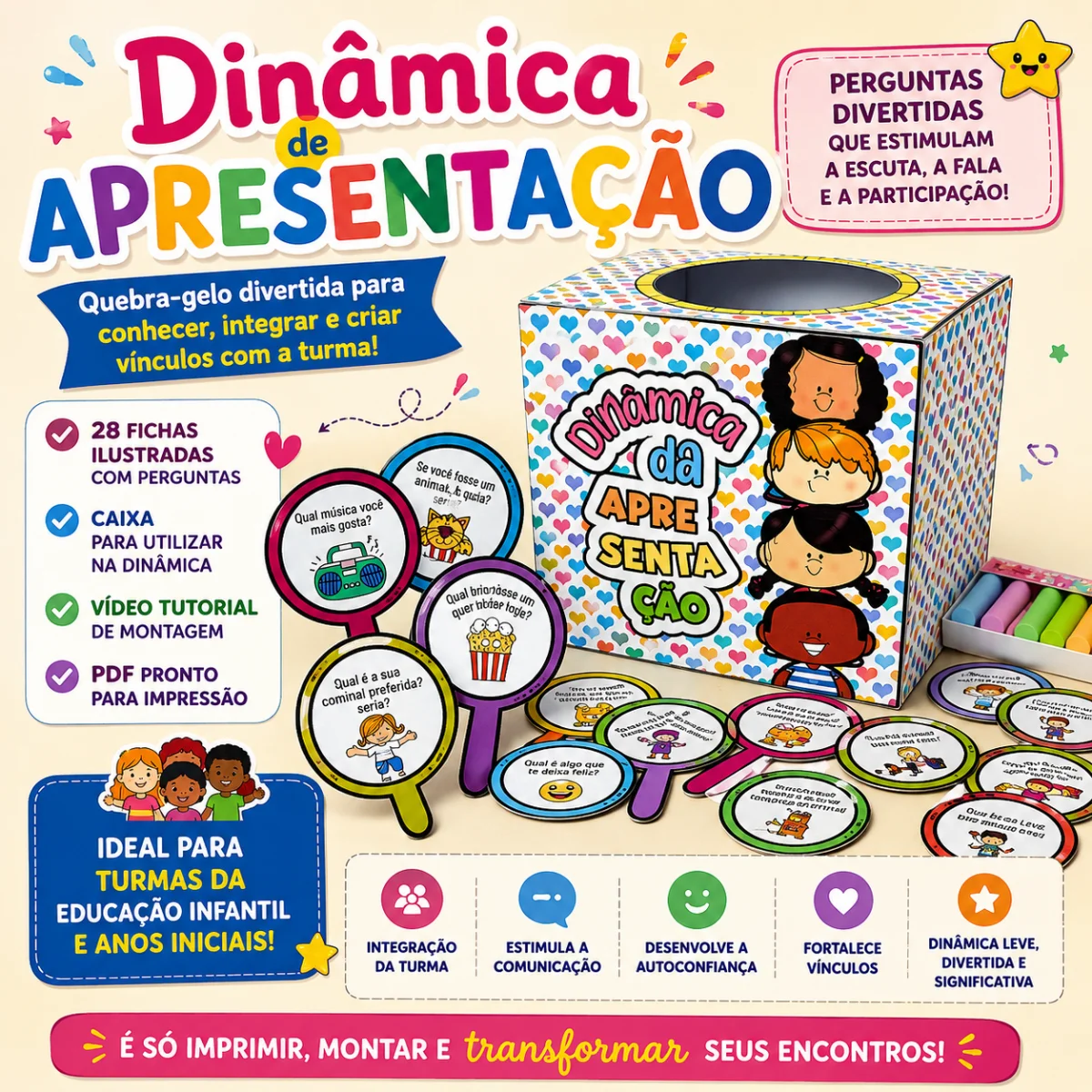 🌈 DINÂMICA DA APRESENTAÇÃO – APRENDER A SE CONHECER BRINCANDO! — Alfabetização para Educação Infantil: 🌈 DINÂMICA DA…