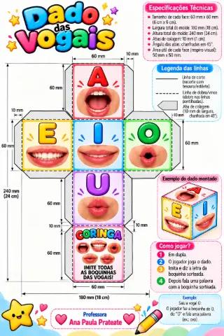DINÂMICA DADO DAS VOGAIS BOQUINHAS  E LETRAS ADAPTADO — capa do material