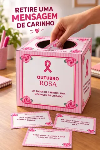 Dinâmica de Acolhimento para o Outubro Rosa — amostra 5: Caixa interativa com 40 mensagens para promover cuidado, gentileza…